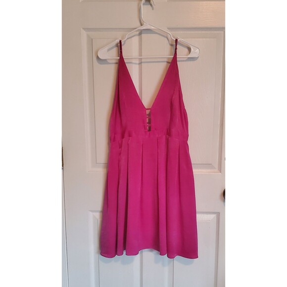 Free People Dress Womens Size 12 NWT Pink V Plunge Front Layered Flowy Skirt - Picture 2 of 7